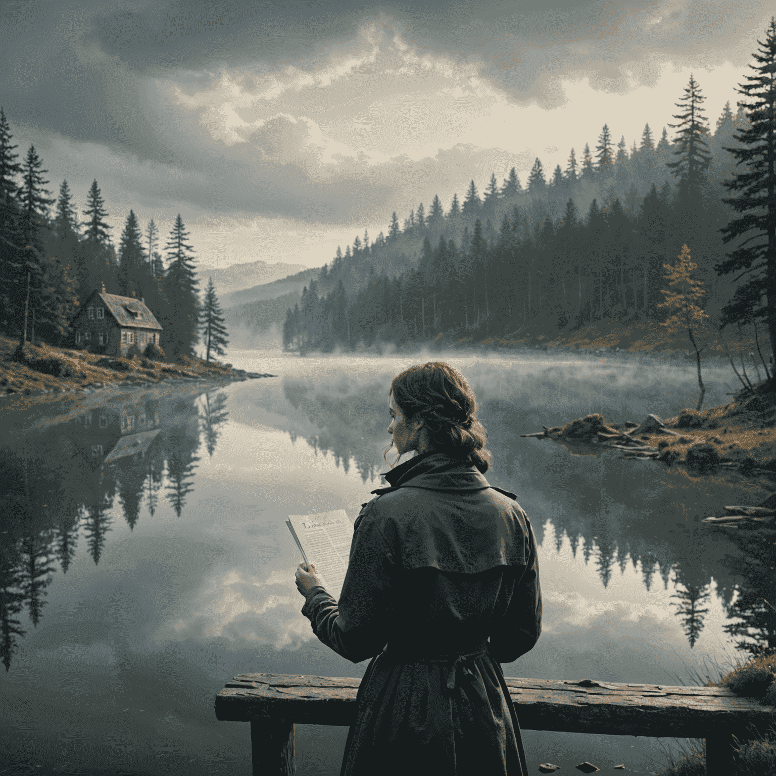 Cover of 'The Last Thing He Told Me' by Laura Dave - A woman looking out over a misty lake with a letter in her hand